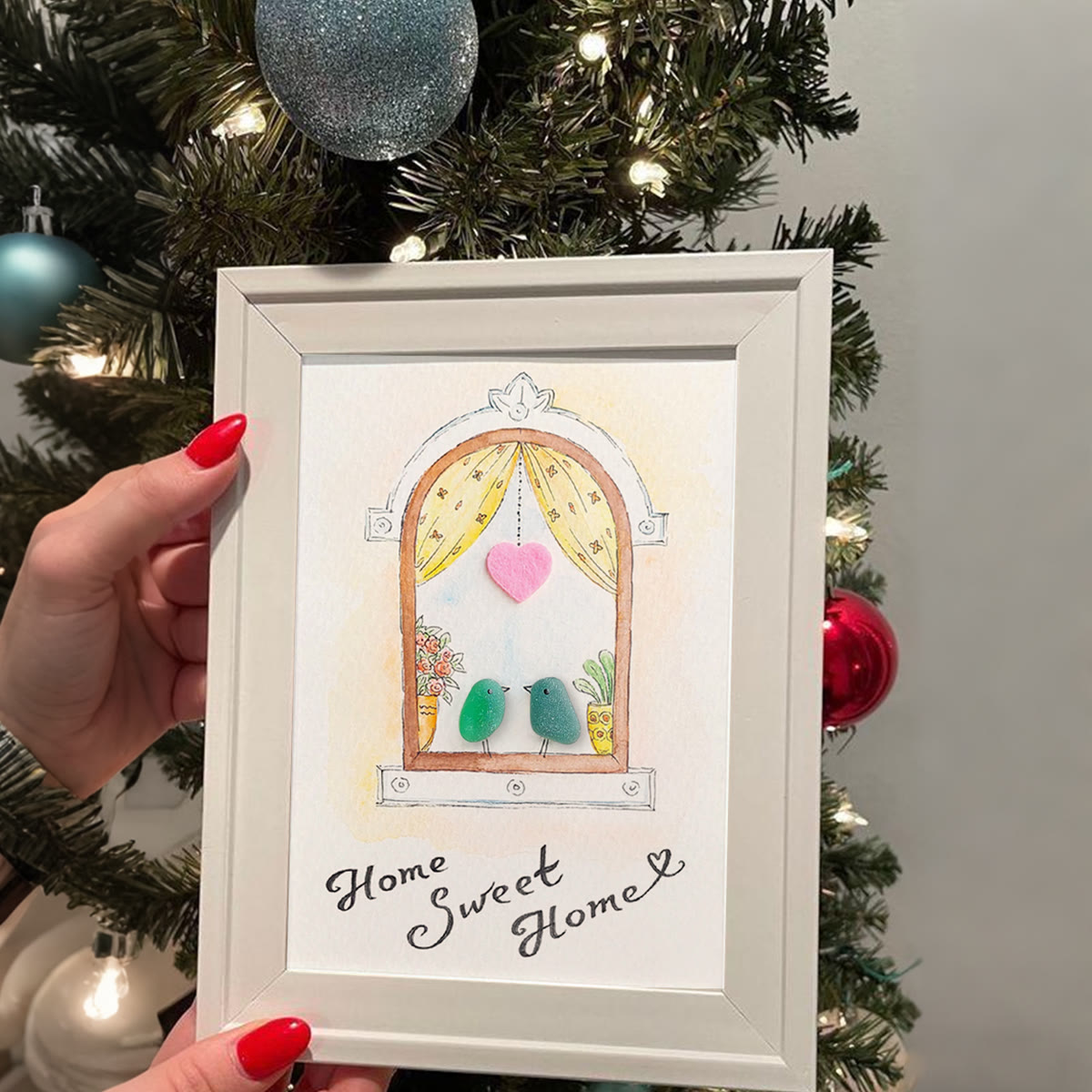 Home Sweet Home Housewarming Bird Sea Glass Framed Art - image 2