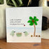 Friends On The Beach Under A Palm Tree Sea Glass Framed Art - Seaglass Card - 8" X 8" - image 1