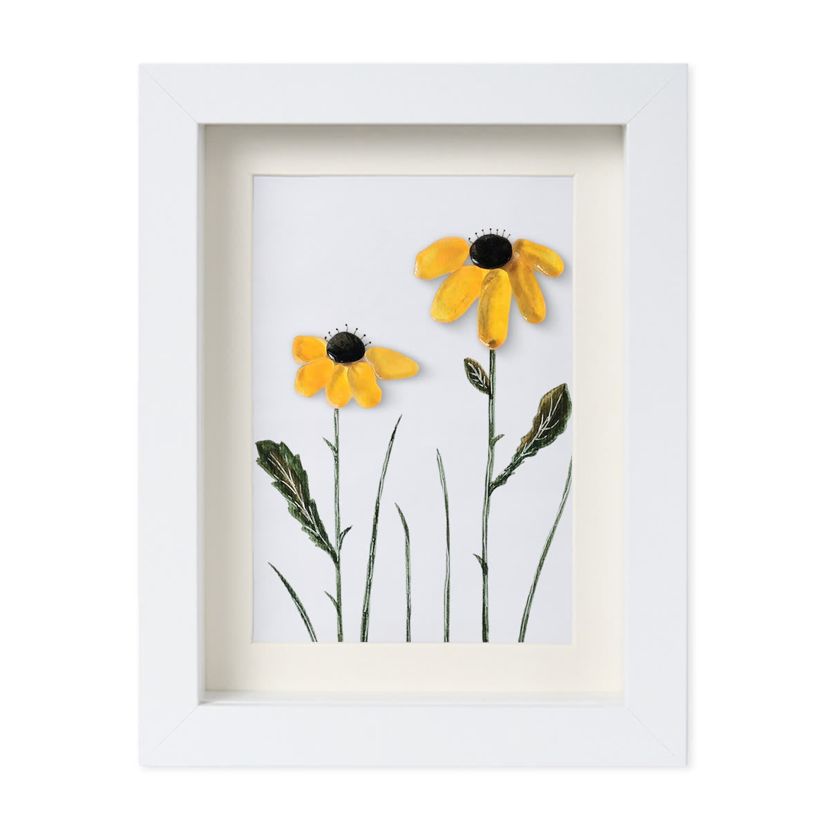 Daisy Handmade Sea Glass Framed Art - image 12