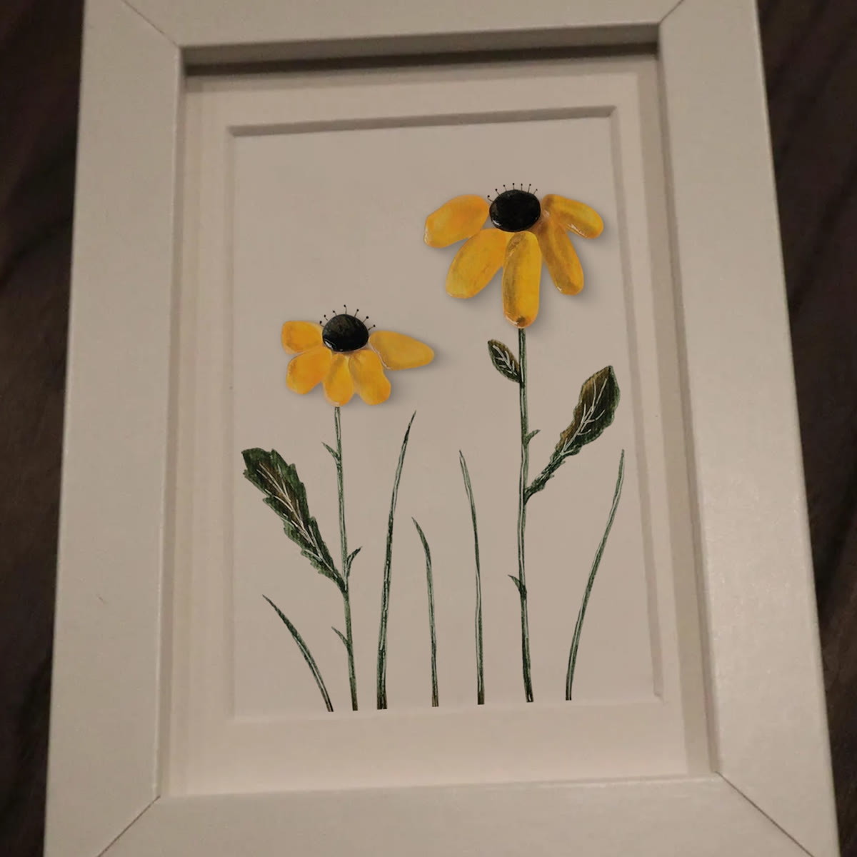 Daisy Handmade Sea Glass Framed Art - image 7