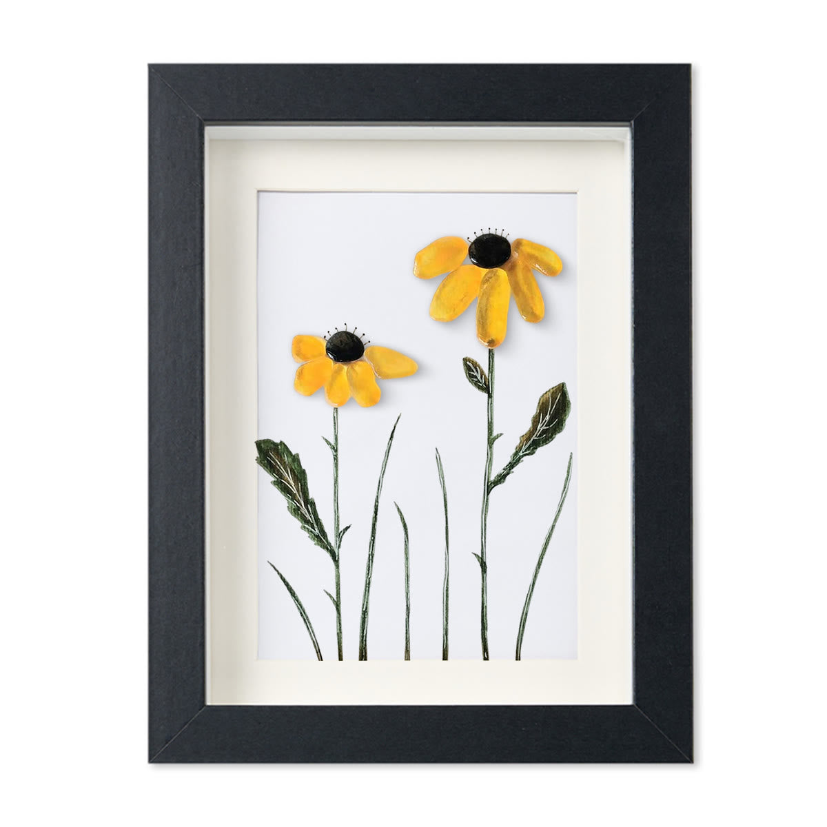 Daisy Handmade Sea Glass Framed Art - image 11