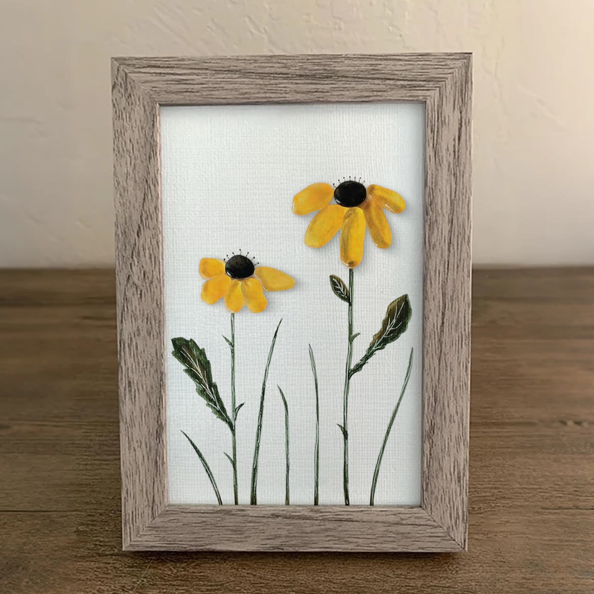 Daisy Handmade Sea Glass Framed Art - image 4