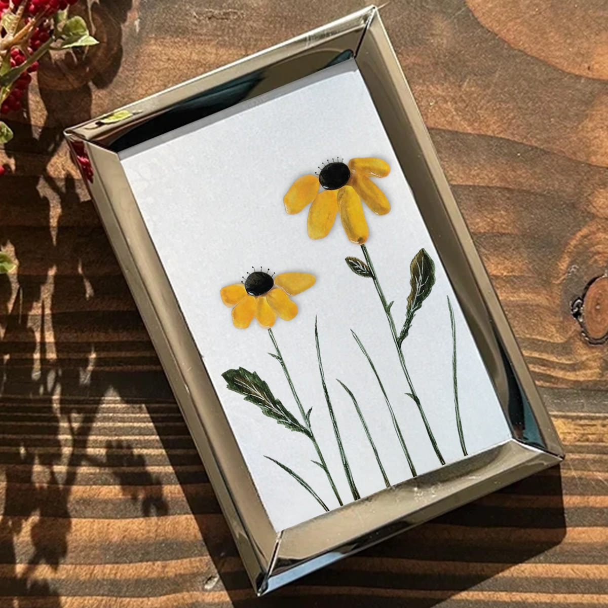 Daisy Handmade Sea Glass Framed Art - image 5