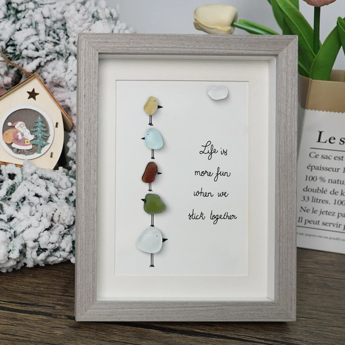 Family Unity Of Birds Sea Glass Framed Art - image 0