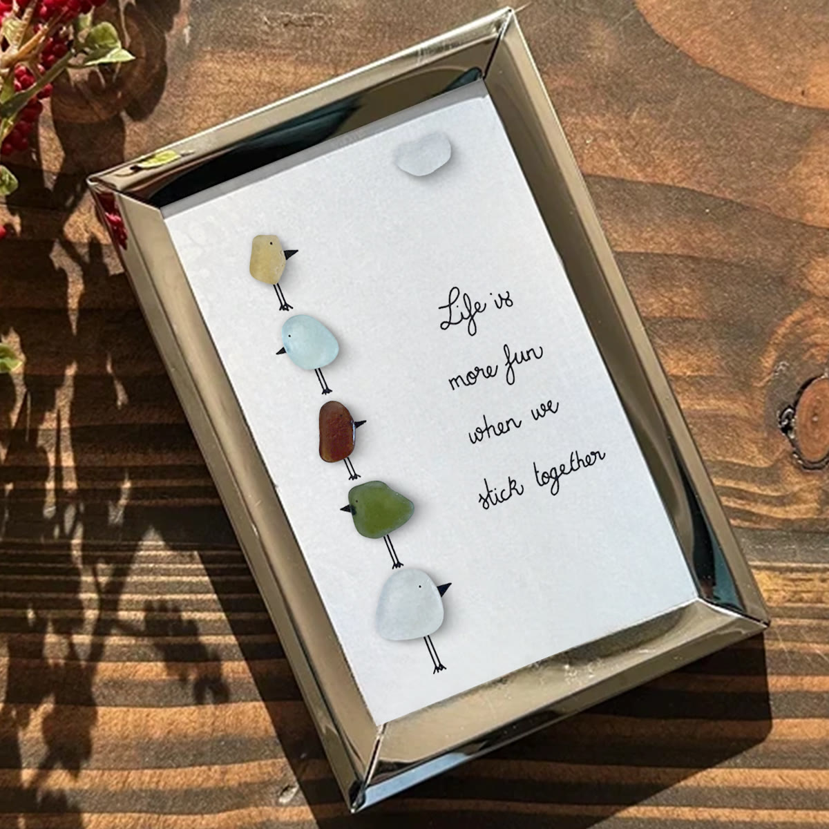 Family Unity Of Birds Sea Glass Framed Art - image 5