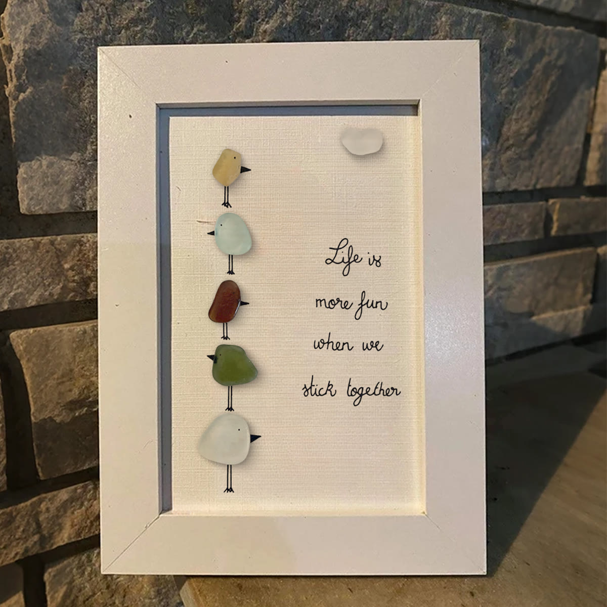 Family Unity Of Birds Sea Glass Framed Art - image 6