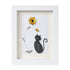 Black Pebble Cat And Yellow Flower Sea Glass Framed Art - image 17