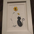 Black Pebble Cat And Yellow Flower Sea Glass Framed Art - image 8