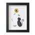 Black Pebble Cat And Yellow Flower Sea Glass Framed Art - image 16
