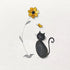 Black Pebble Cat And Yellow Flower Sea Glass Framed Art - image 2