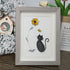 Black Pebble Cat And Yellow Flower Sea Glass Framed Art - image 6
