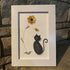 Black Pebble Cat And Yellow Flower Sea Glass Framed Art - image 7