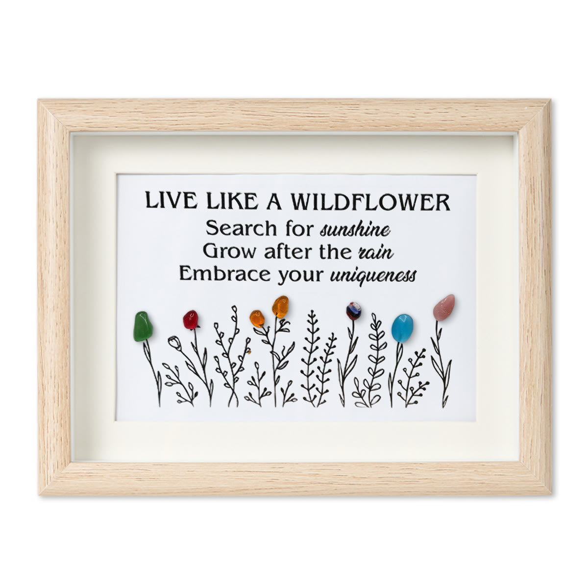 Live Like A Wildflower Quote Sea Glass Framed Art - Oak - 6" X 8" - image 11