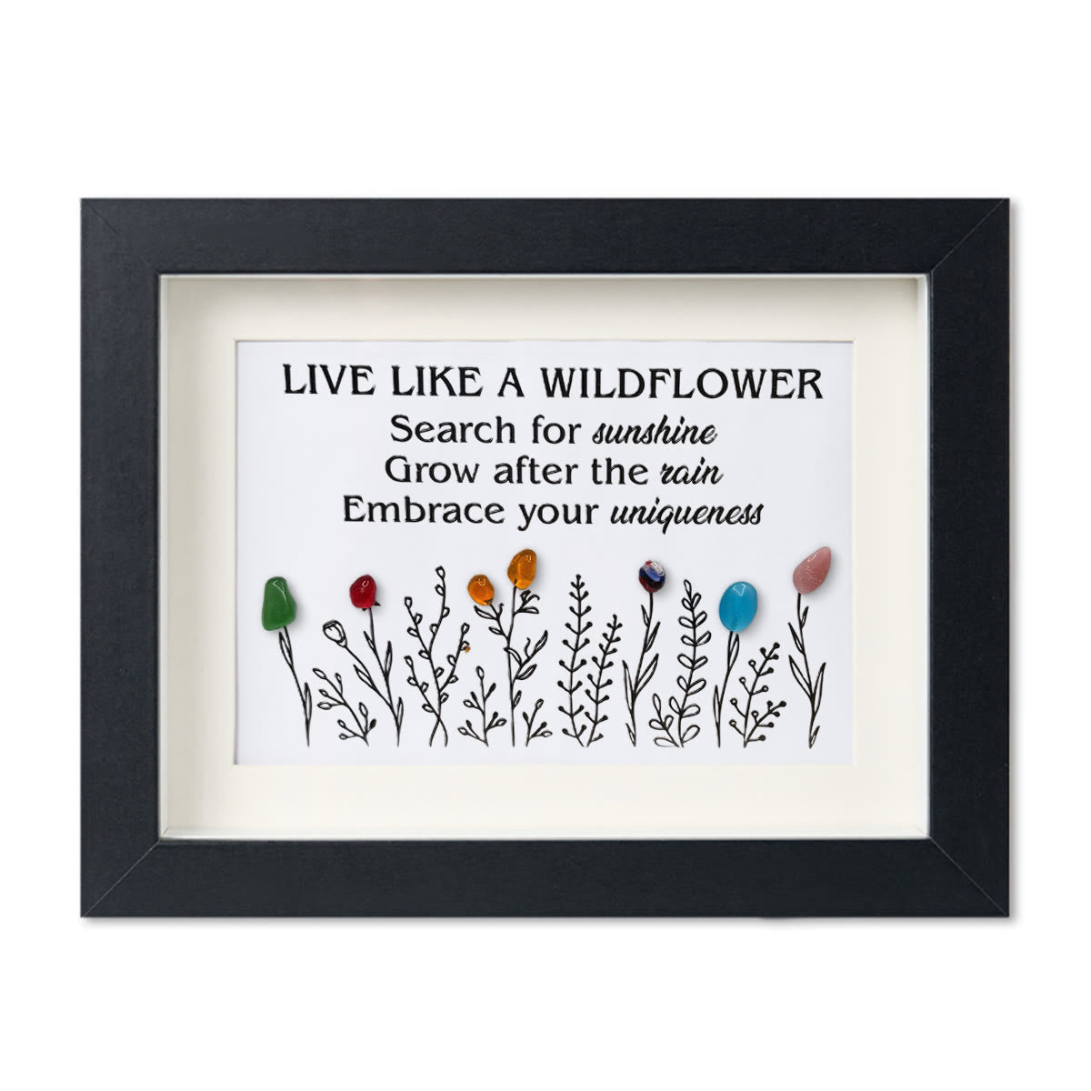 Live Like A Wildflower Quote Sea Glass Framed Art - Black - 6" X 8" - image 13