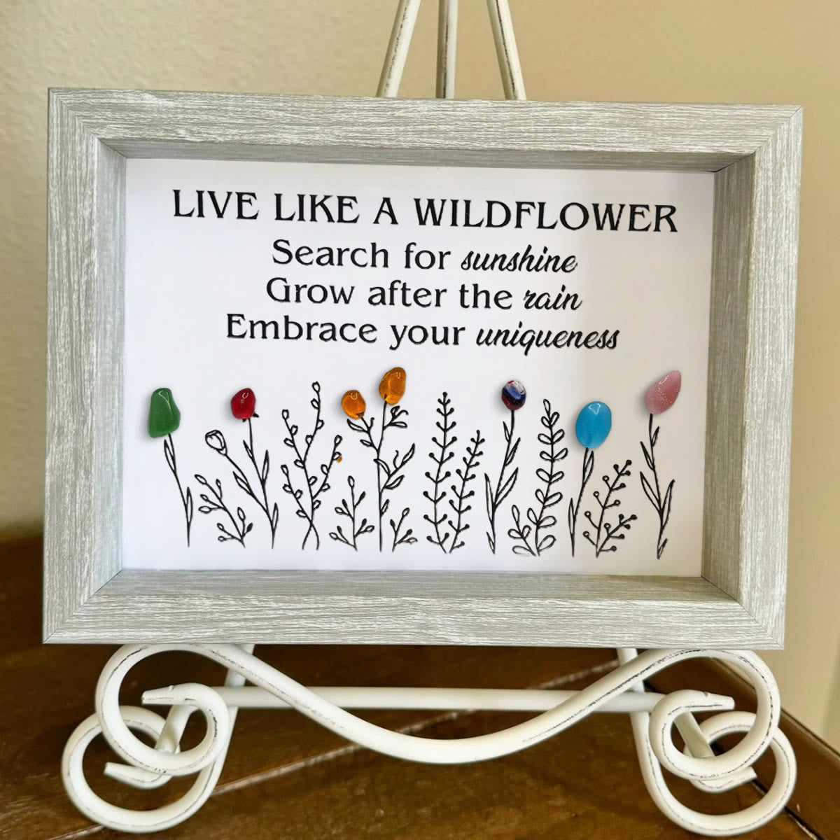 Live Like A Wildflower Quote Sea Glass Framed Art - image 2