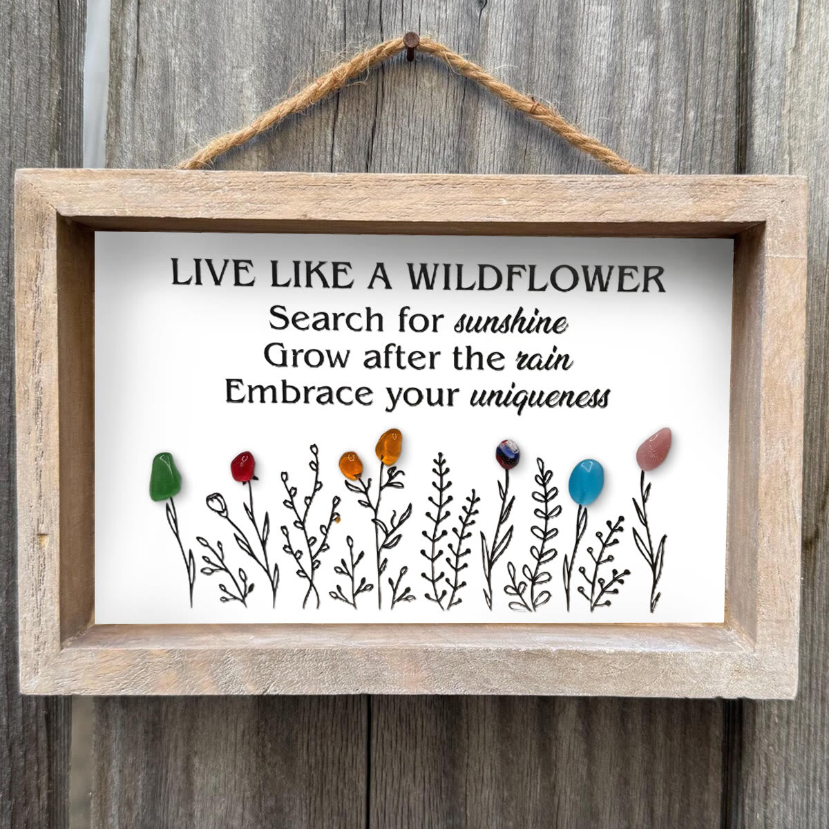 Live Like A Wildflower Quote Sea Glass Framed Art - image 0
