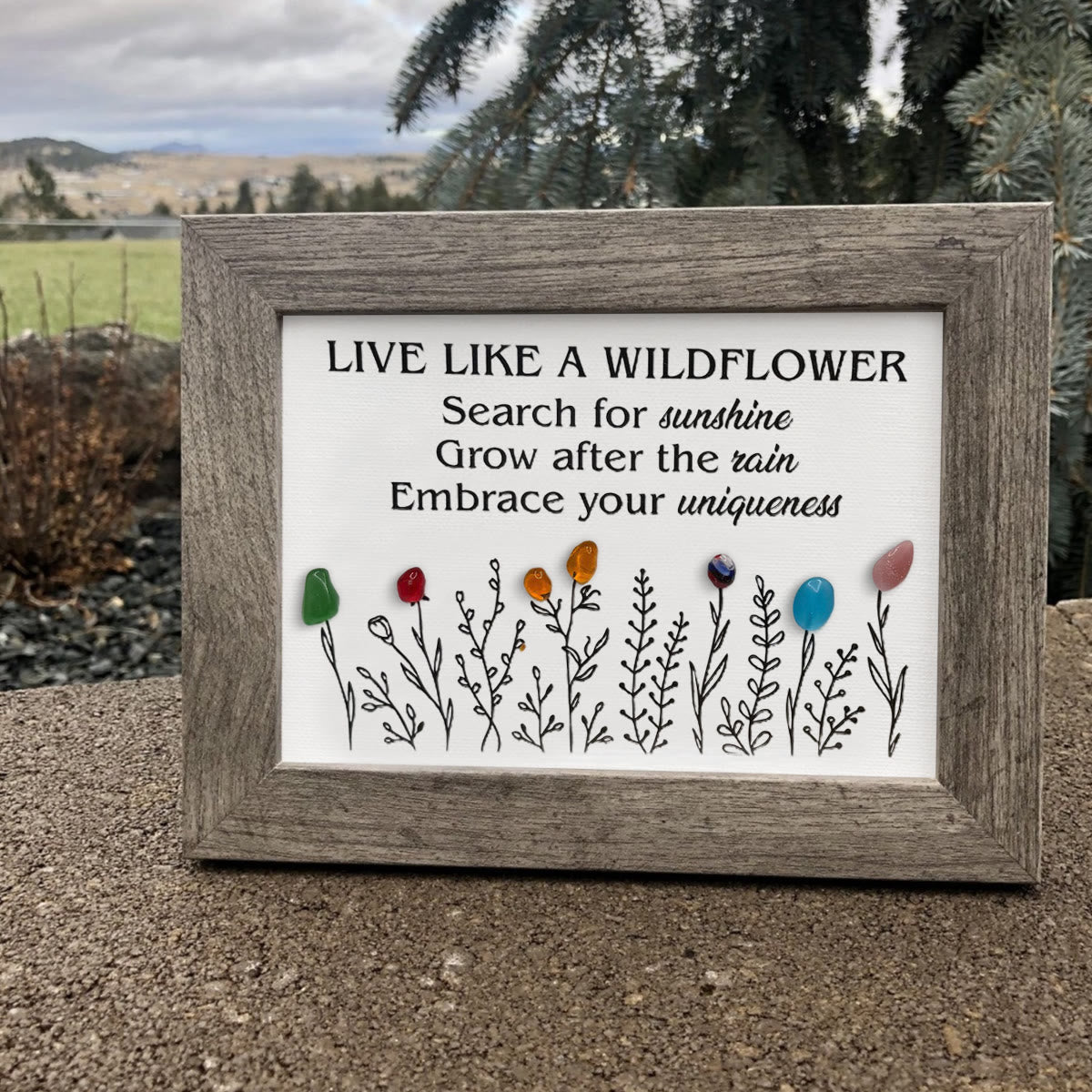 Live Like A Wildflower Quote Sea Glass Framed Art - image 3