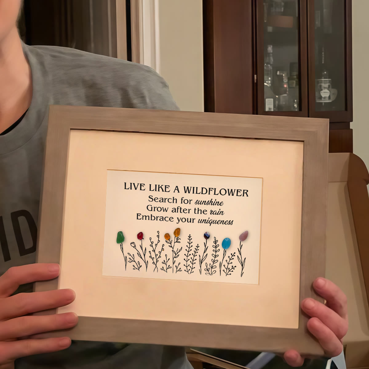 Live Like A Wildflower Quote Sea Glass Framed Art - image 8