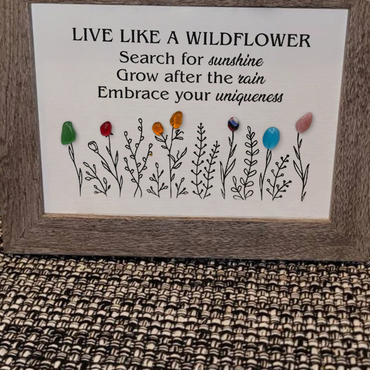Live Like A Wildflower Quote Sea Glass Framed Art - image 9