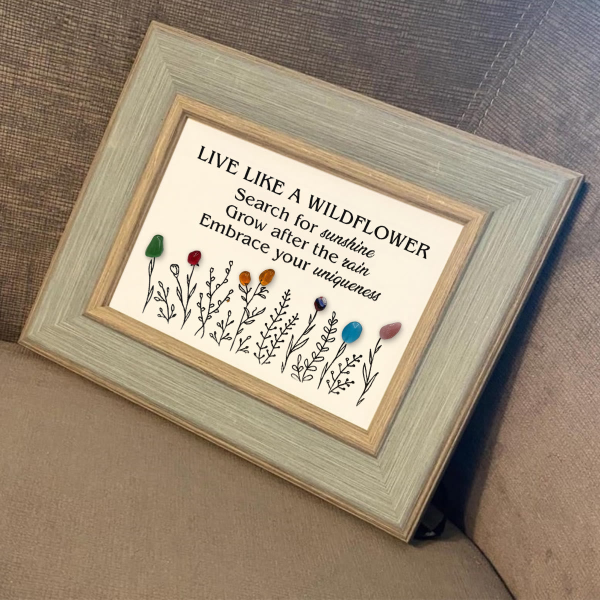 Live Like A Wildflower Quote Sea Glass Framed Art - image 7
