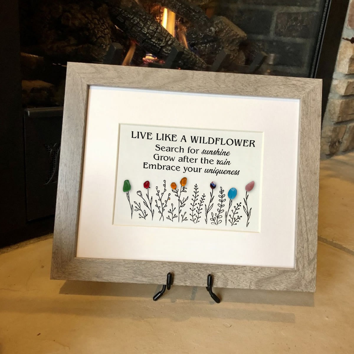 Live Like A Wildflower Quote Sea Glass Framed Art - image 5