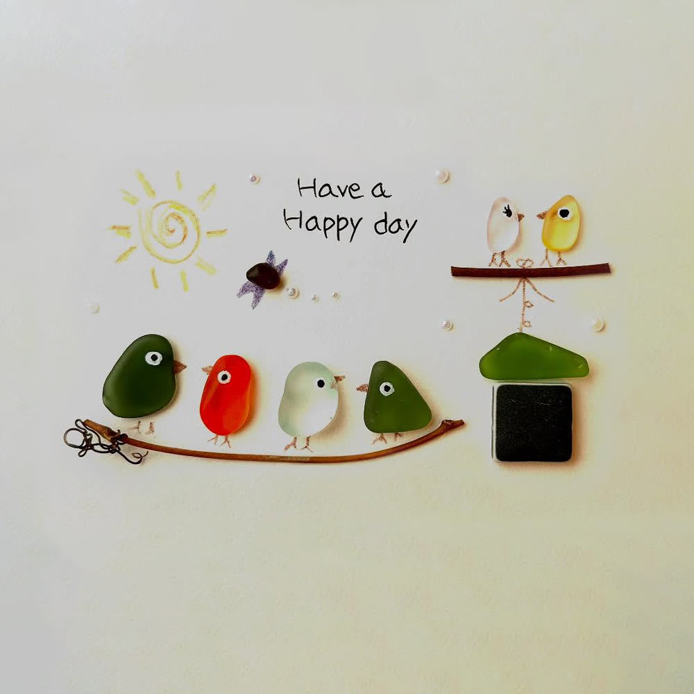 Happy Day Gathering Birds Sea Glass Framed Art - image 10