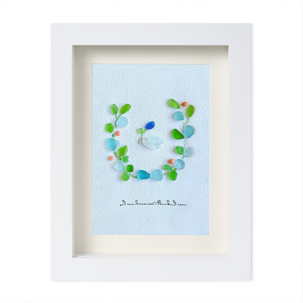 Serenity in Bloom Flower and Bird Sea Glass Framed Art - image 12