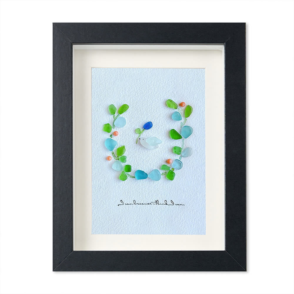 Serenity in Bloom Flower and Bird Sea Glass Framed Art - image 11