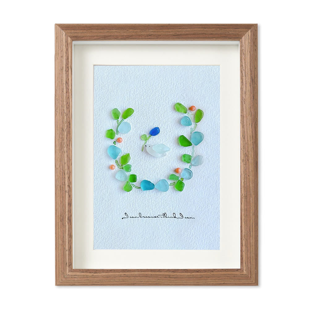 Serenity in Bloom Flower and Bird Sea Glass Framed Art - image 10