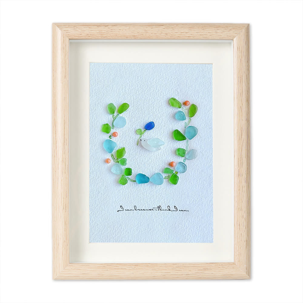 Serenity in Bloom Flower and Bird Sea Glass Framed Art - image 9