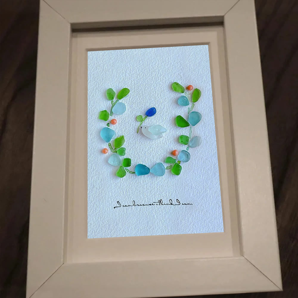 Serenity in Bloom Flower and Bird Sea Glass Framed Art - image 8