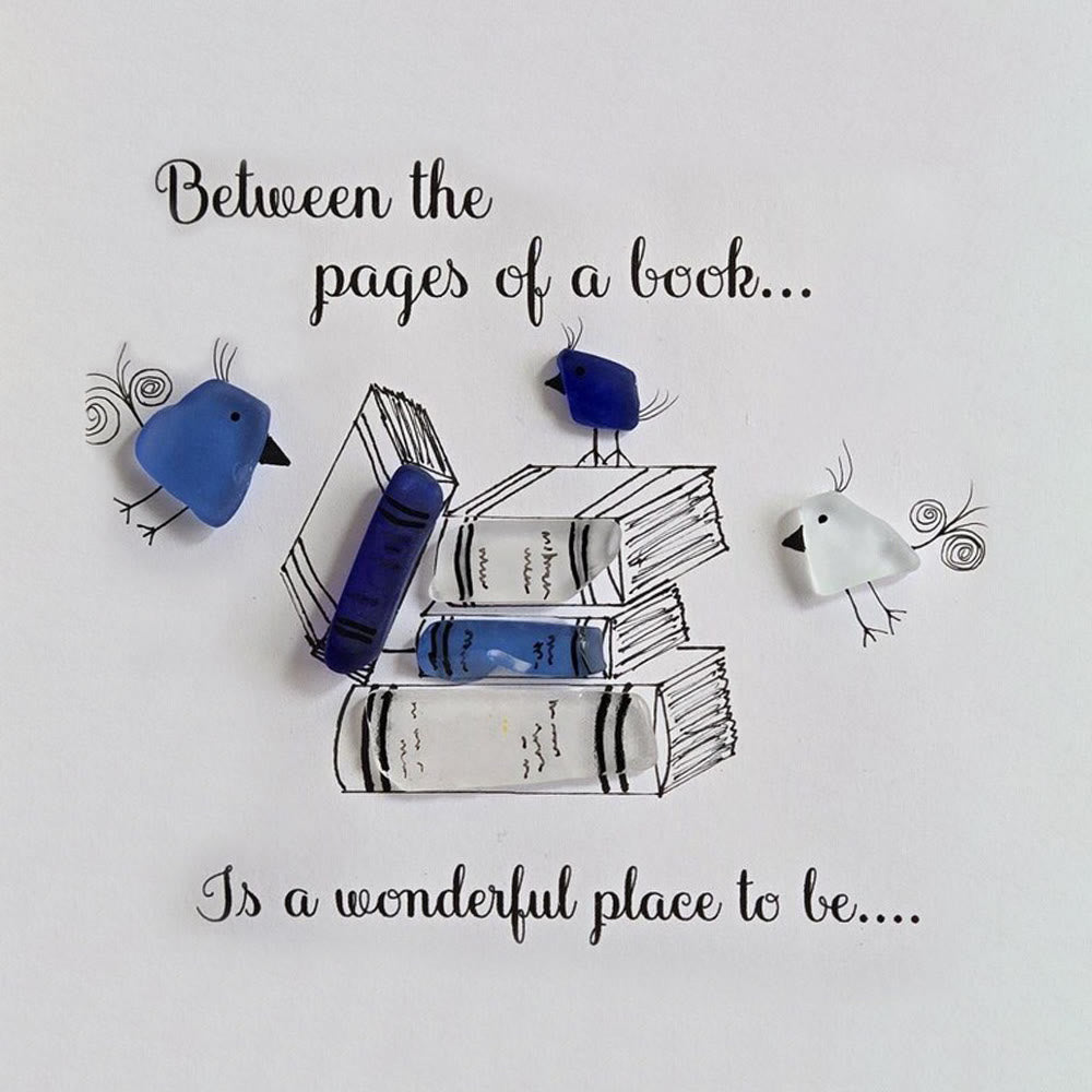 Enjoy In a Good Book Book Lover Sea Glass Framed Art - image 6