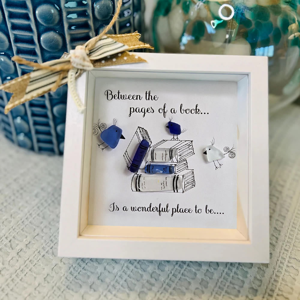 Enjoy In a Good Book Book Lover Sea Glass Framed Art - image 5