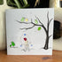 Winter Wonder Smiles Snowman and Birds Sea Glass Framed Art - Seaglass Card - 8" X 8" - image 1