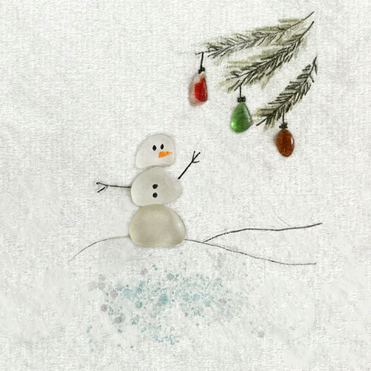 Festive Frost Delight Snowman Sea Glass Framed Art - image 9
