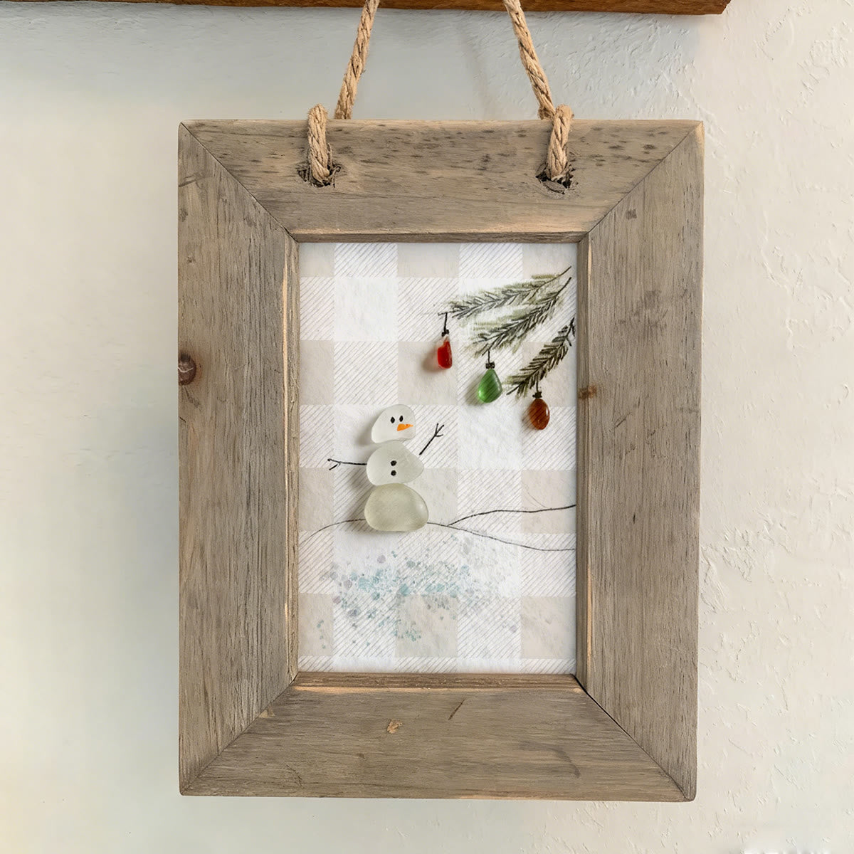 Festive Frost Delight Snowman Sea Glass Framed Art - image 5