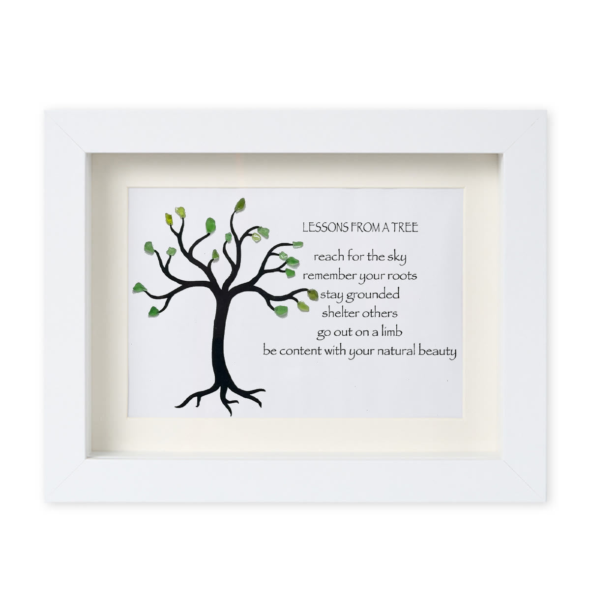 Lesson From A Tree Sea Glass Framed Art - White - 6" X 8" - image 14