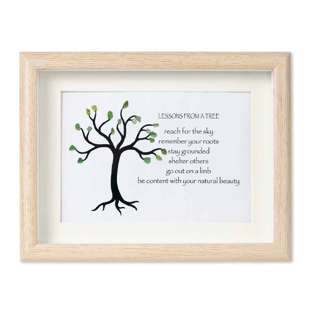 Lesson From A Tree Sea Glass Framed Art - Oak - 6" X 8" - image 11