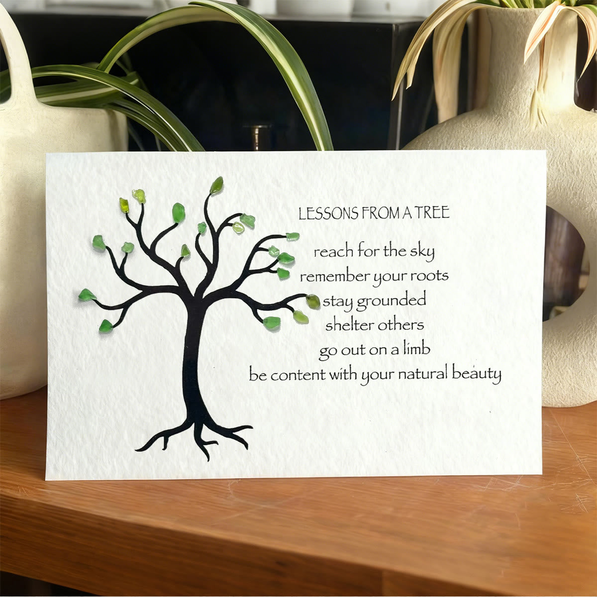 Lesson From A Tree Sea Glass Framed Art - Seaglass Card - 6" X 8" - image 1