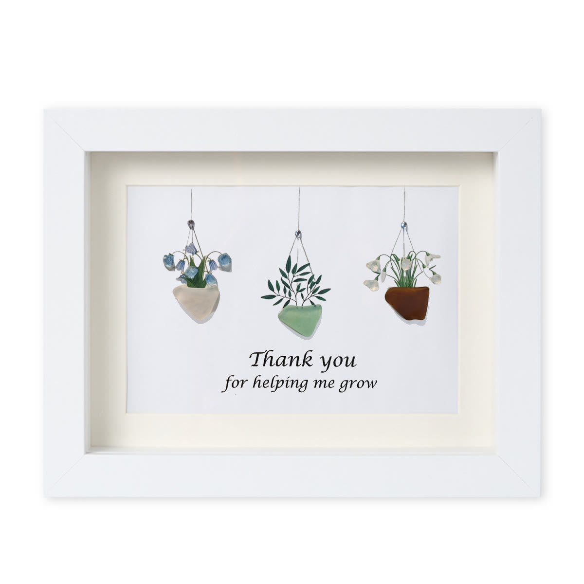 Thank You For Helping Me Grow Sea Glass Framed Art - White - 6" X 8" - image 14