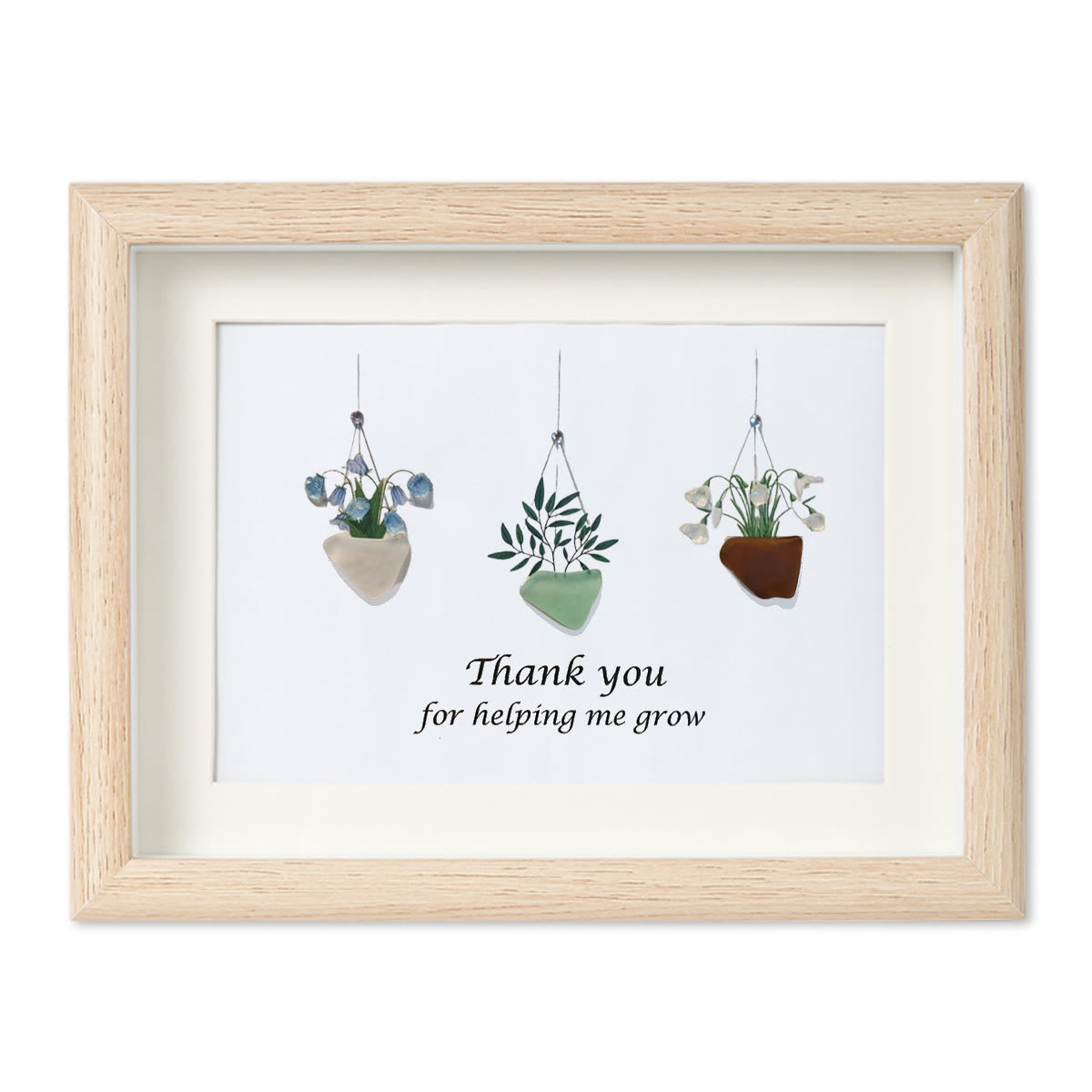 Thank You For Helping Me Grow Sea Glass Framed Art - Oak - 6" X 8" - image 11