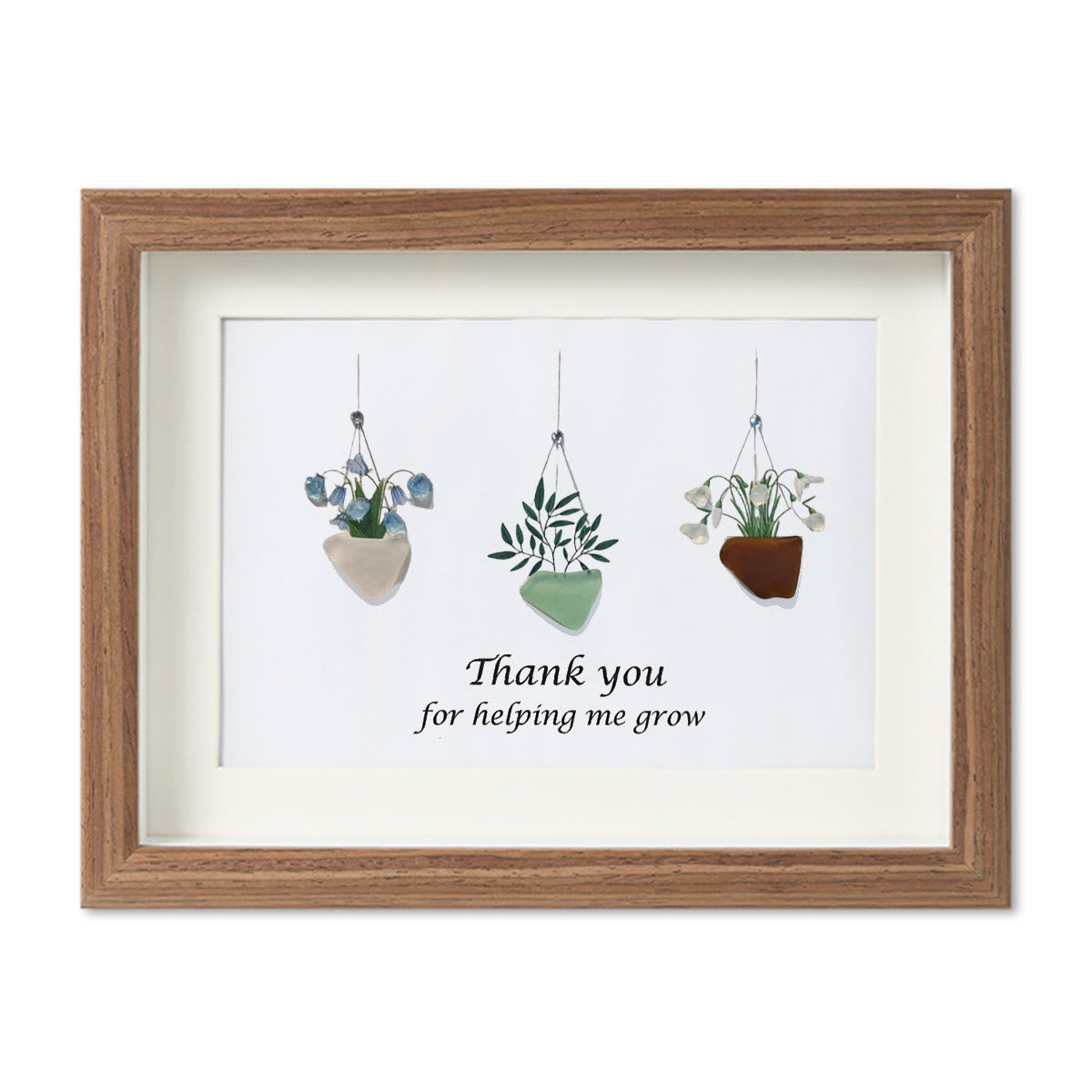 Thank You For Helping Me Grow Sea Glass Framed Art - Walnut Brown - 6" X 8" - image 12