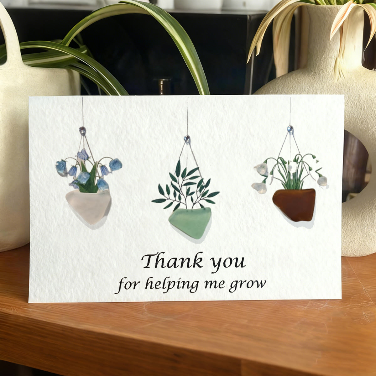 Thank You For Helping Me Grow Sea Glass Framed Art - Seaglass Card - 6" X 8" - image 1