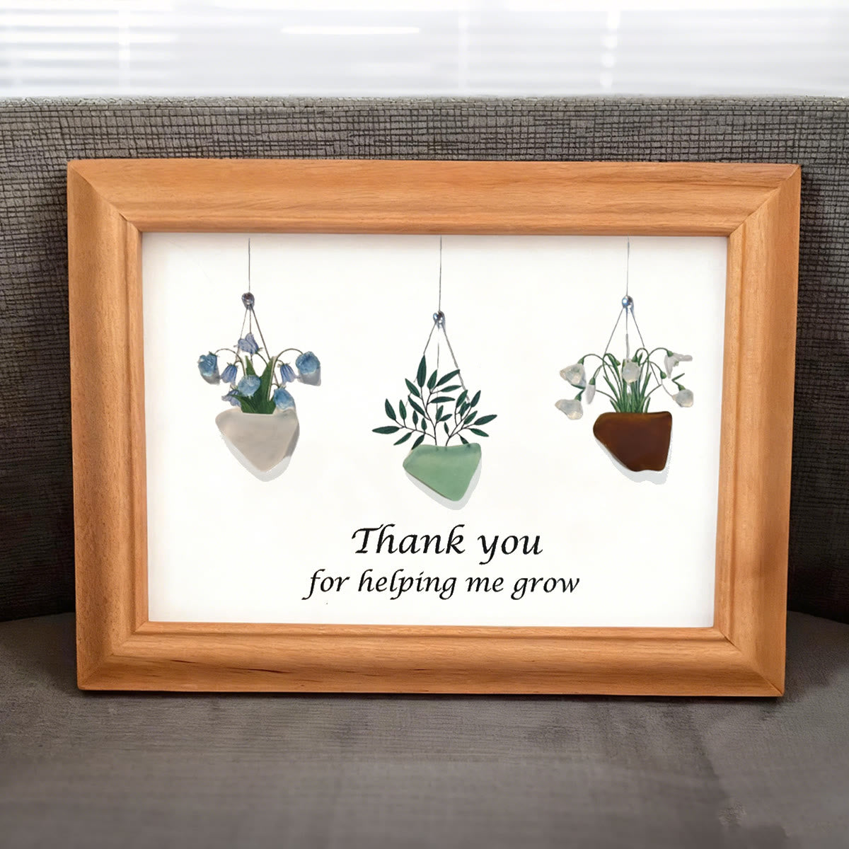 Thank You For Helping Me Grow Sea Glass Framed Art - image 3