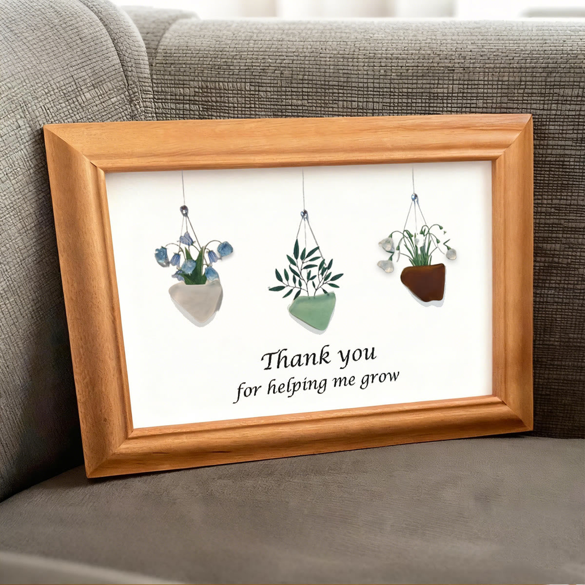 Thank You For Helping Me Grow Sea Glass Framed Art - image 4