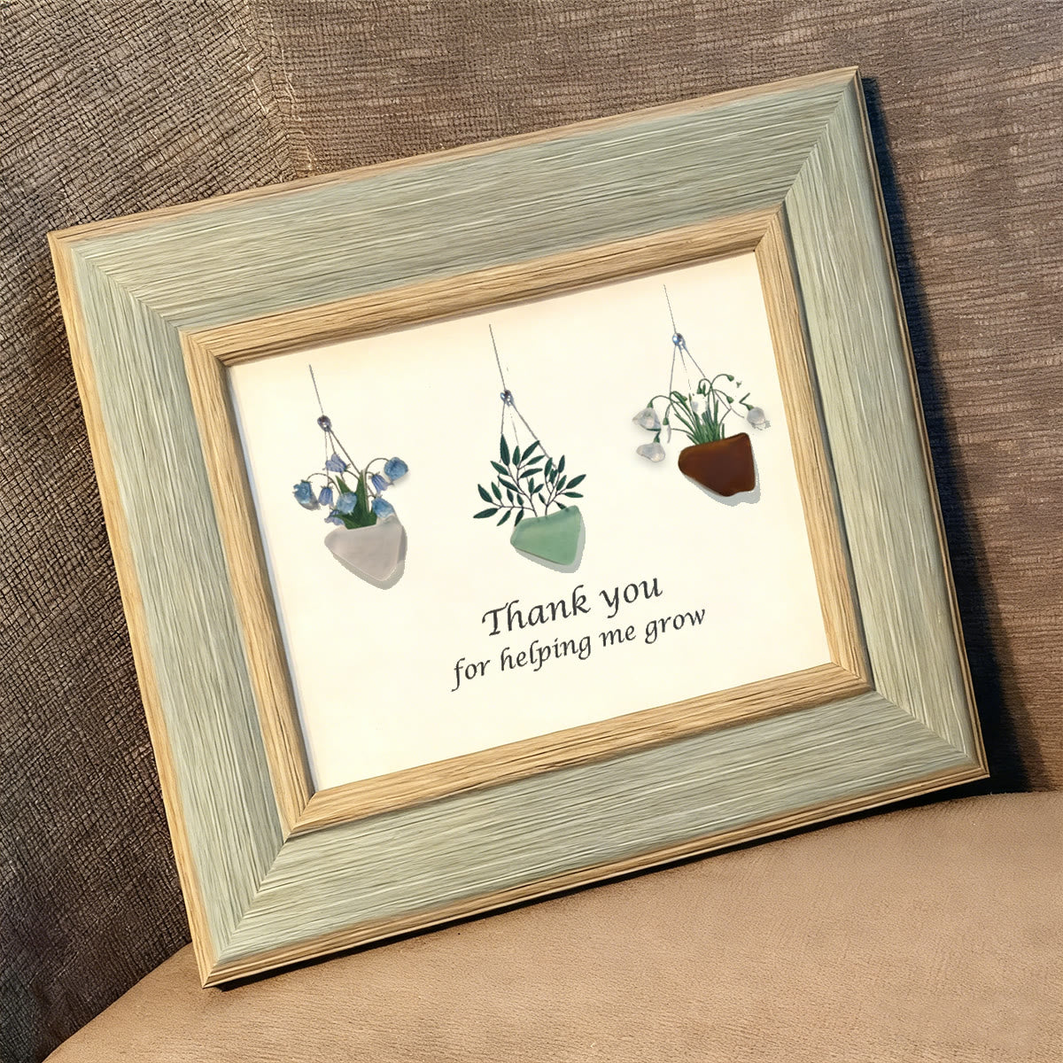 Thank You For Helping Me Grow Sea Glass Framed Art - image 6