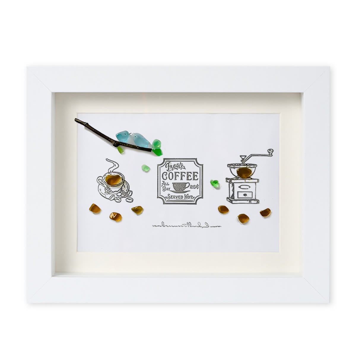 Fresh Coffee Sea Glass Framed Art - White - 6" X 8" - image 14