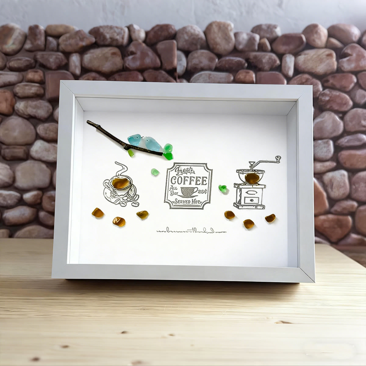 Fresh Coffee Sea Glass Framed Art - image 5