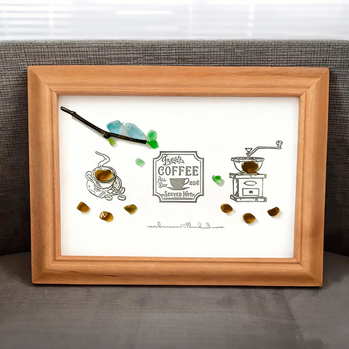 Fresh Coffee Sea Glass Framed Art - image 2