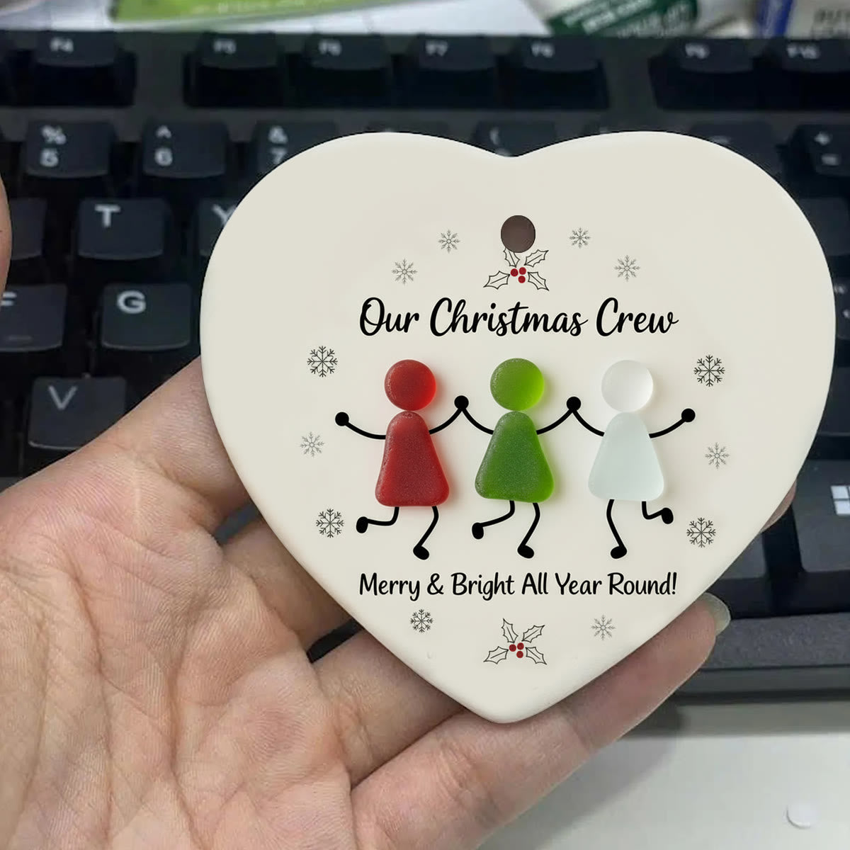 Our Christmas Crew Sea Glass Hanging Ornament - image 5